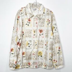 Alfred Dunner Floral Windbreaker Jacket Size 18 W